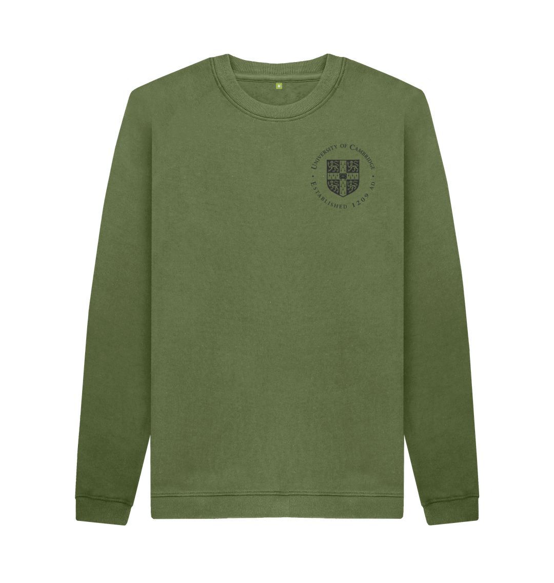 Khaki Men's University of Cambridge Crew Neck Sweater, Small Shield