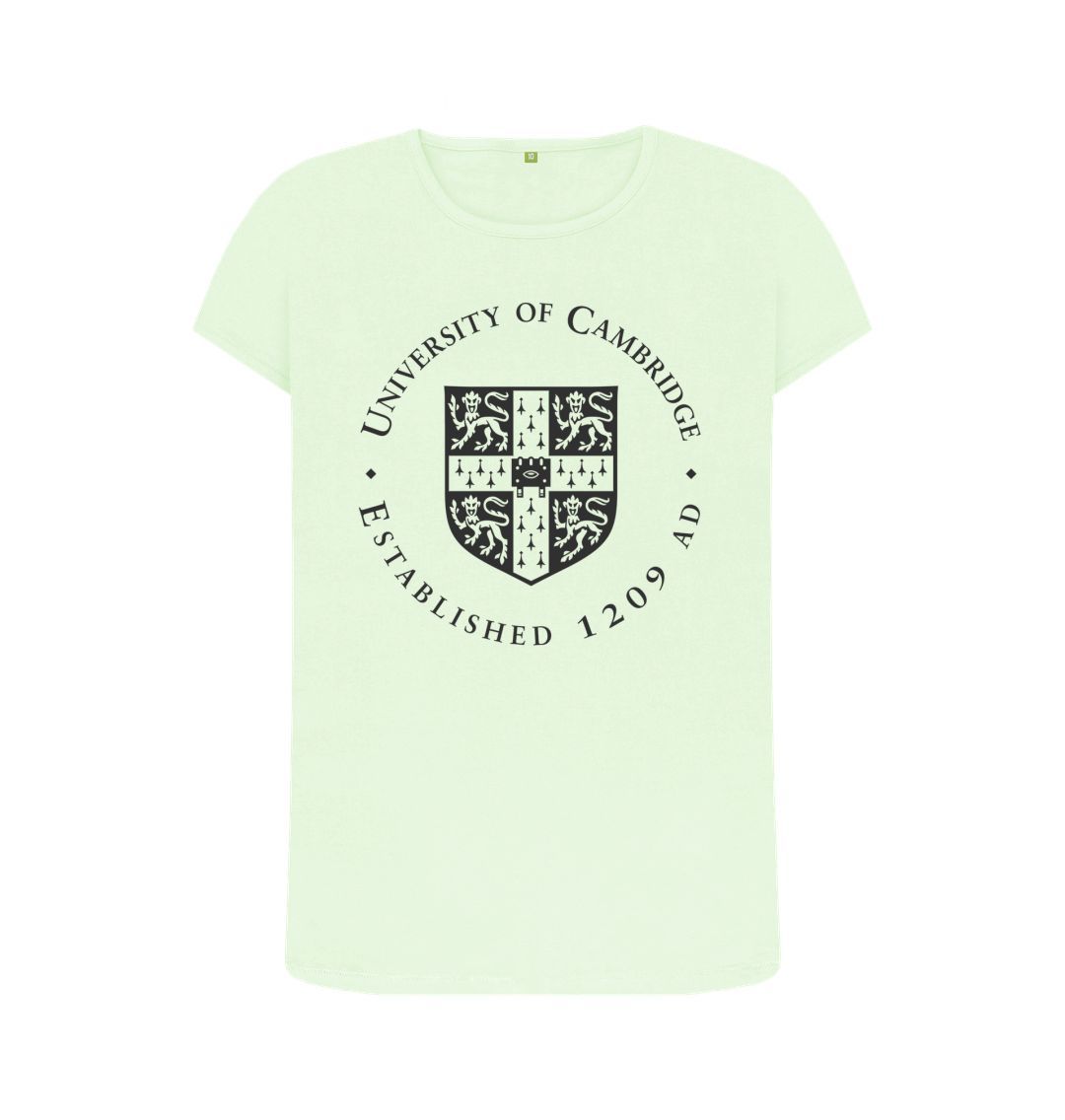 Pastel Green Women's Crew Neck University of Cambridge T-Shirt, Large Shield