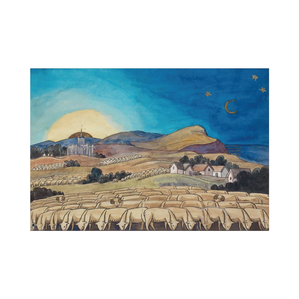 Evening Landscape with Sheep - Christmas card pack