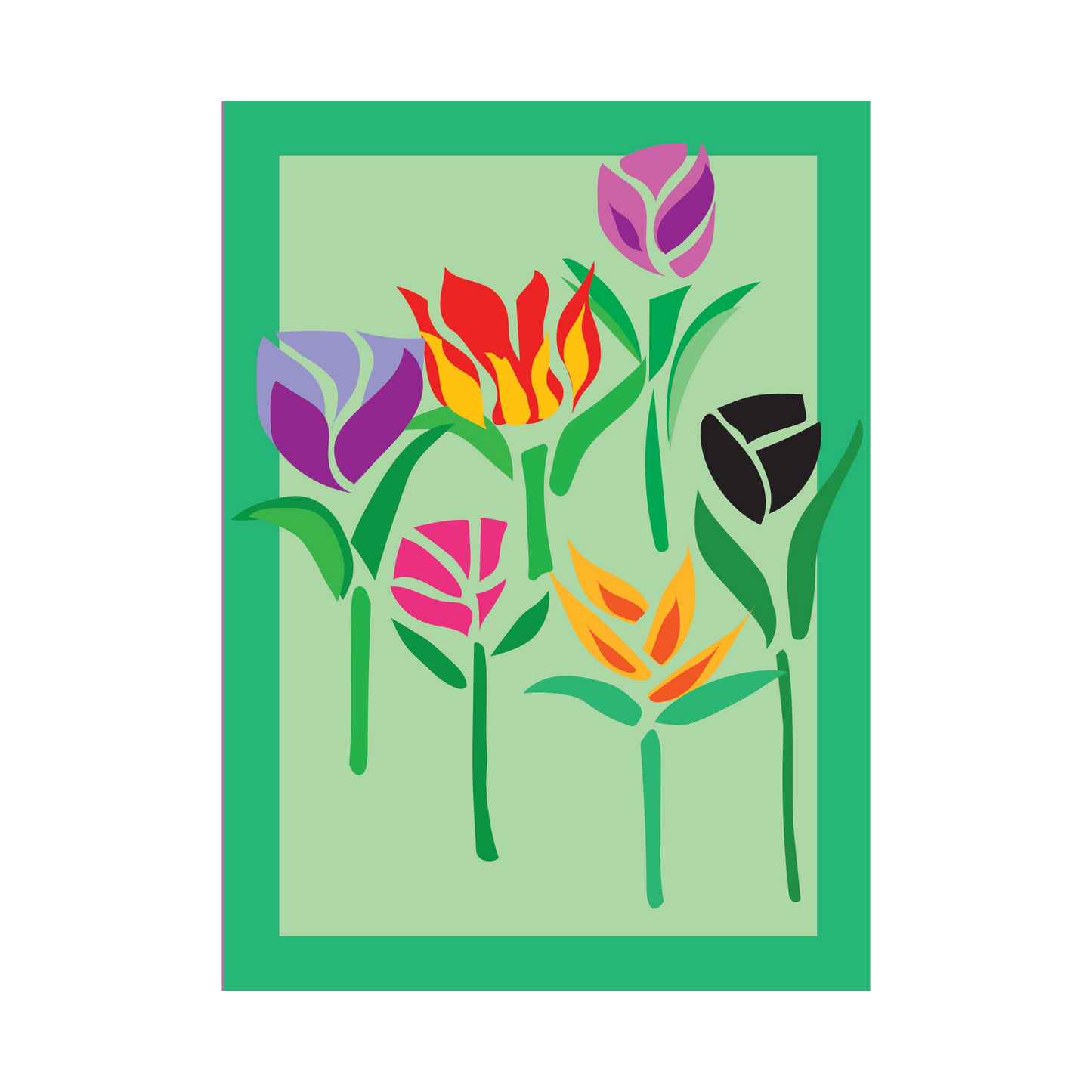 Tulips on green - Greeting card