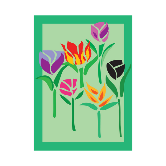 Tulips on green - Greeting card