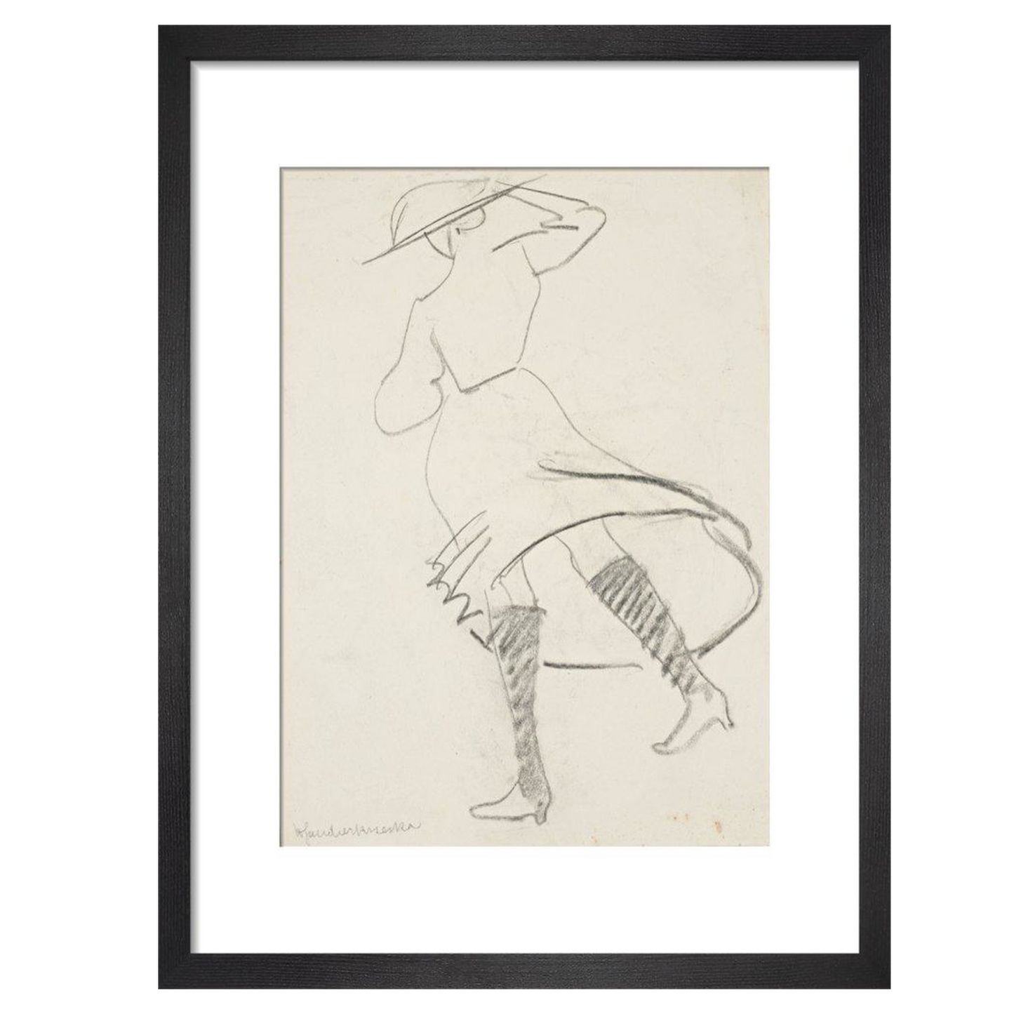 Girl with skirt blowing - Art print
