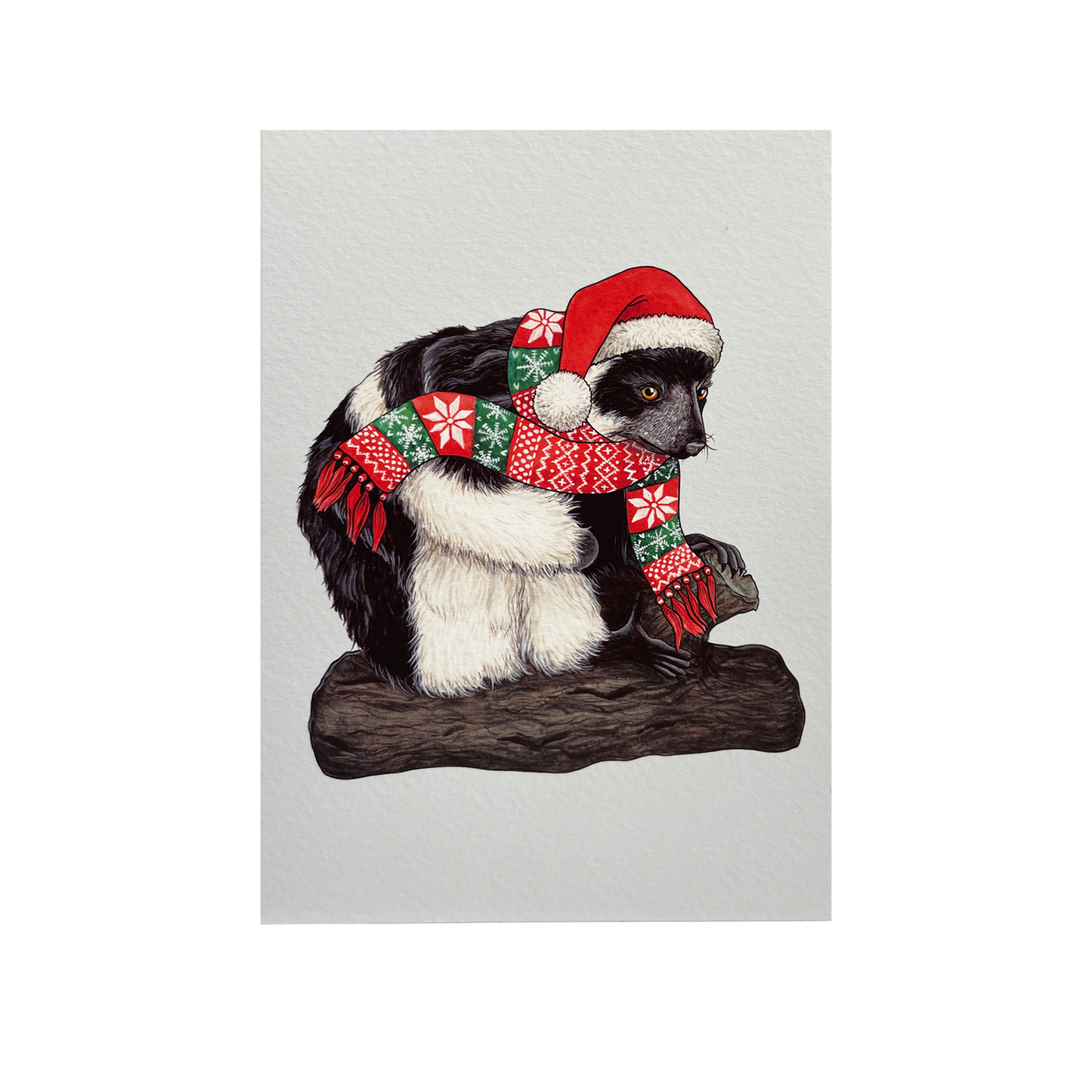 Festive Lemur - Christmas card
