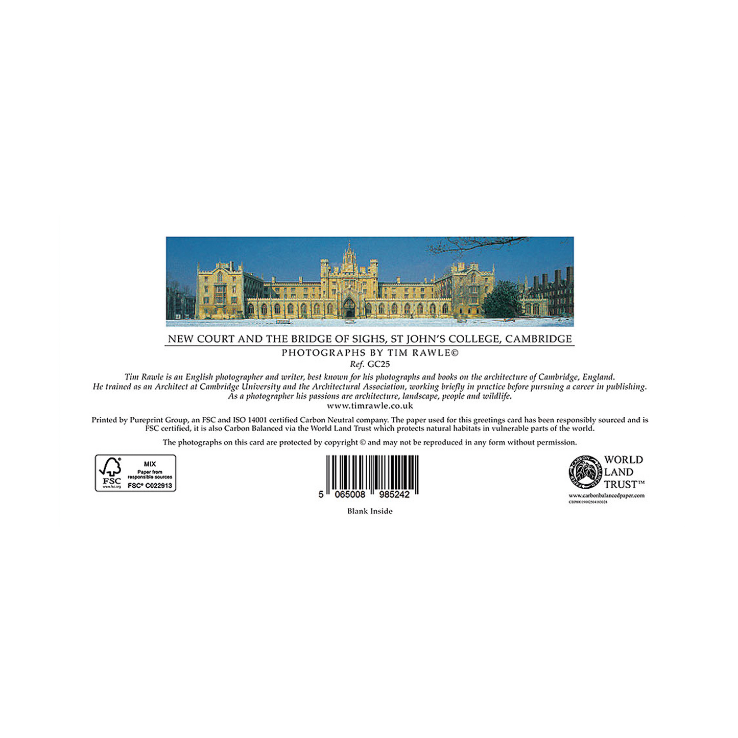 New Court and the Bridge of Sighs, St John's - Greeting card