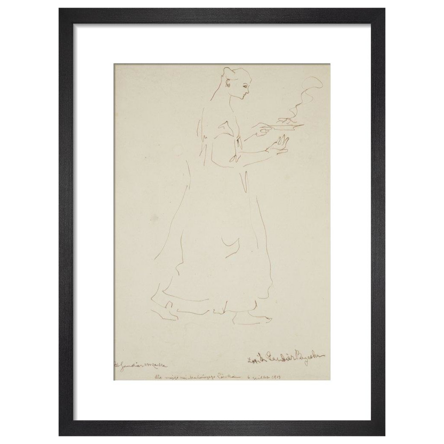 Woman carrying a plate (Sophie Brzeska) - Art print