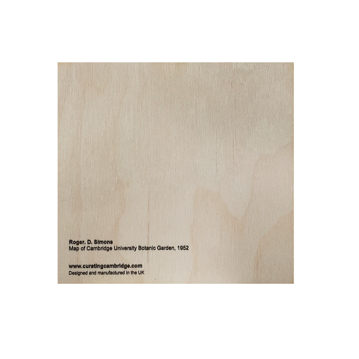 Map of Cambridge University Botanic Garden - Wooden postcard
