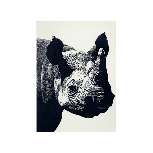 Portrait of Black Rhinoceros - Greeting Card