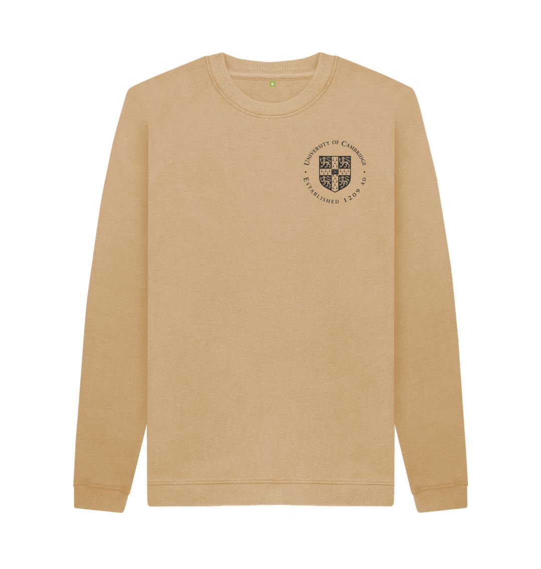 Sand Men's University of Cambridge Crew Neck Sweater, Small Shield