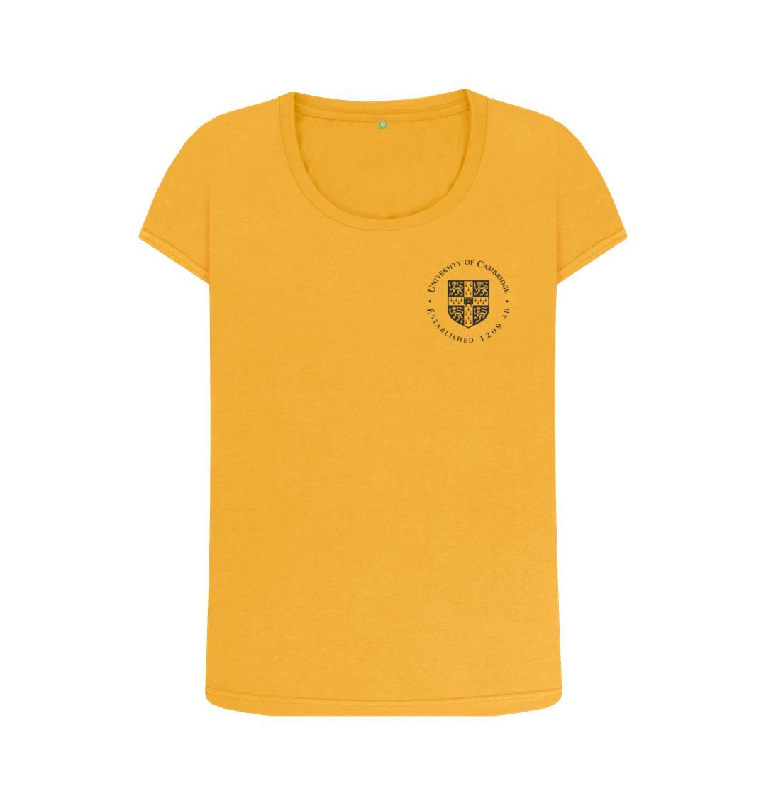 Mustard Women's University of Cambridge Scoop Neck Tee, Small shield