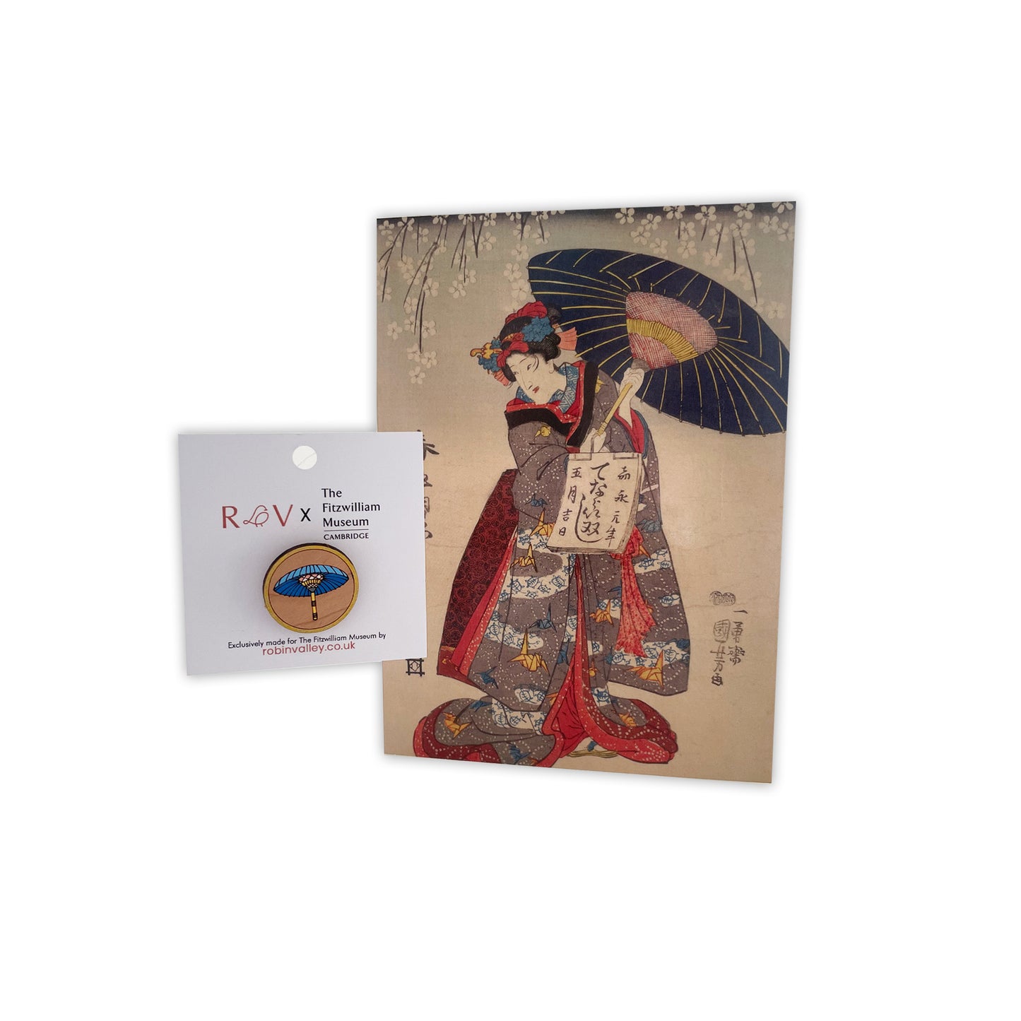 Japanese Parasol - Wooden brooch