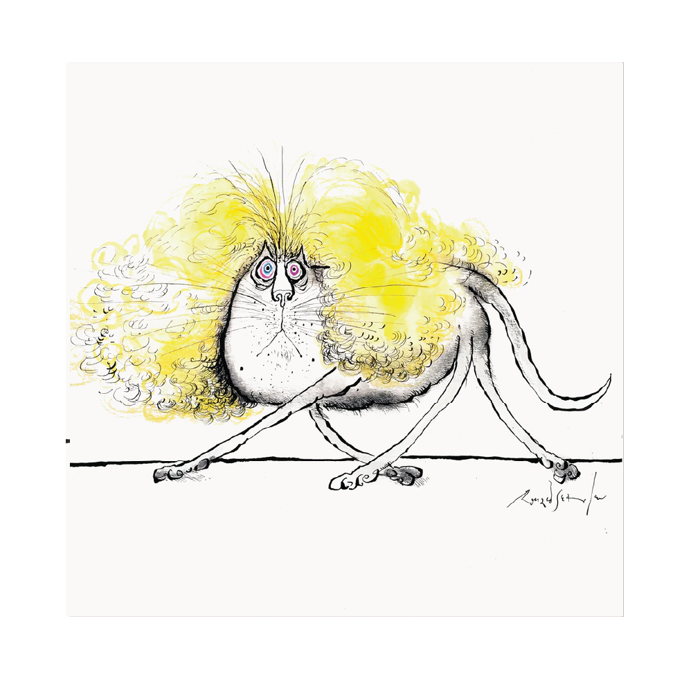 Balding Cat Walking Out - Greeting Card