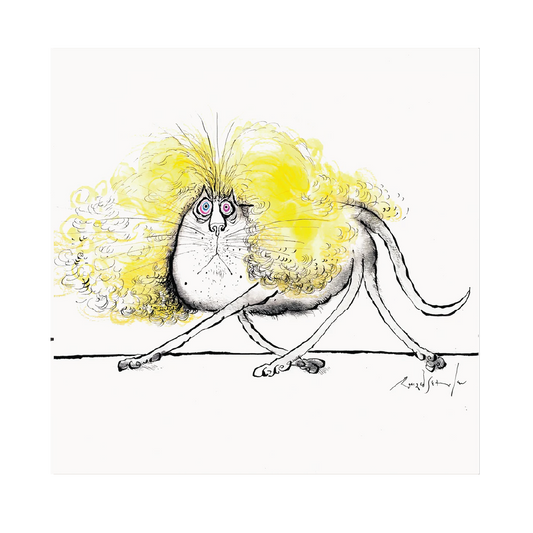 Balding Cat Walking Out - Greeting Card