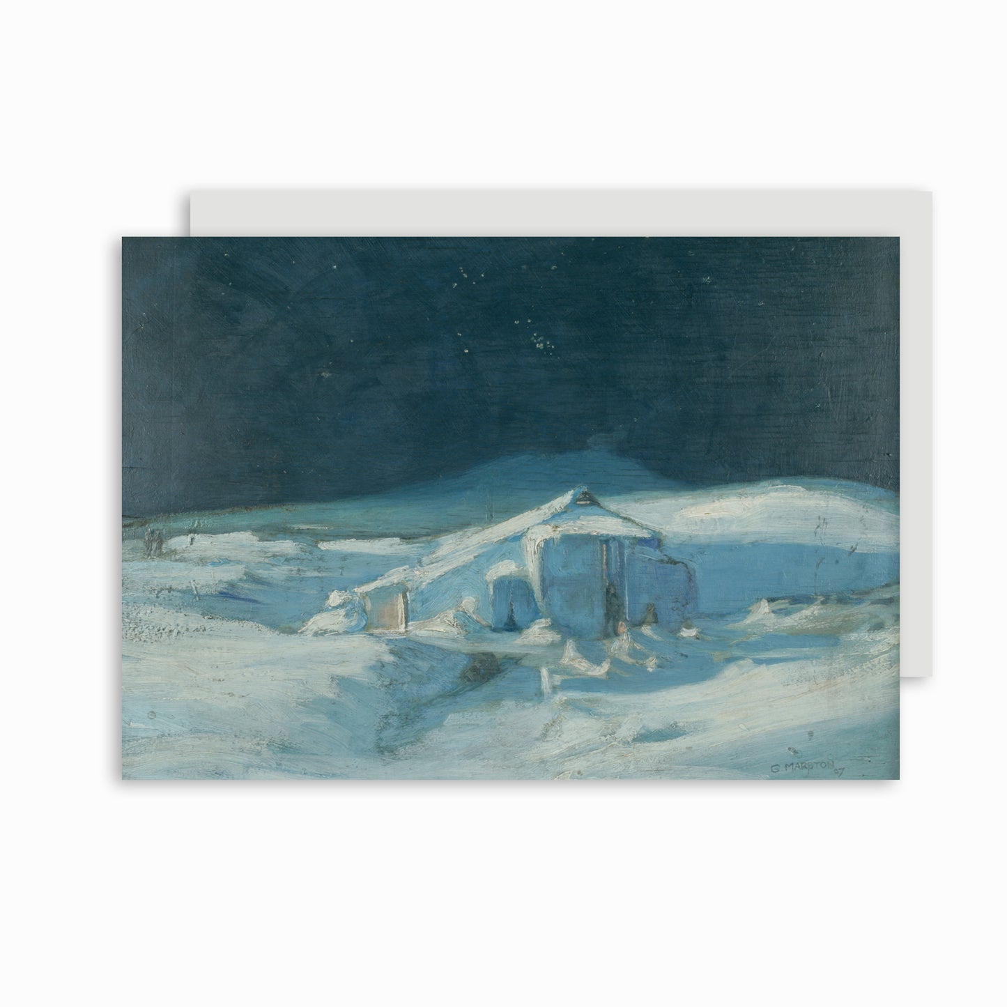 Christmas Card with painted polar scene