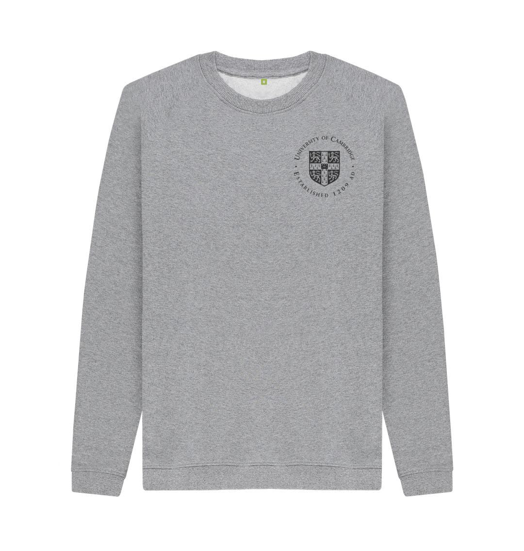 Light Heather Men's University of Cambridge Crew Neck Sweater, Small Shield