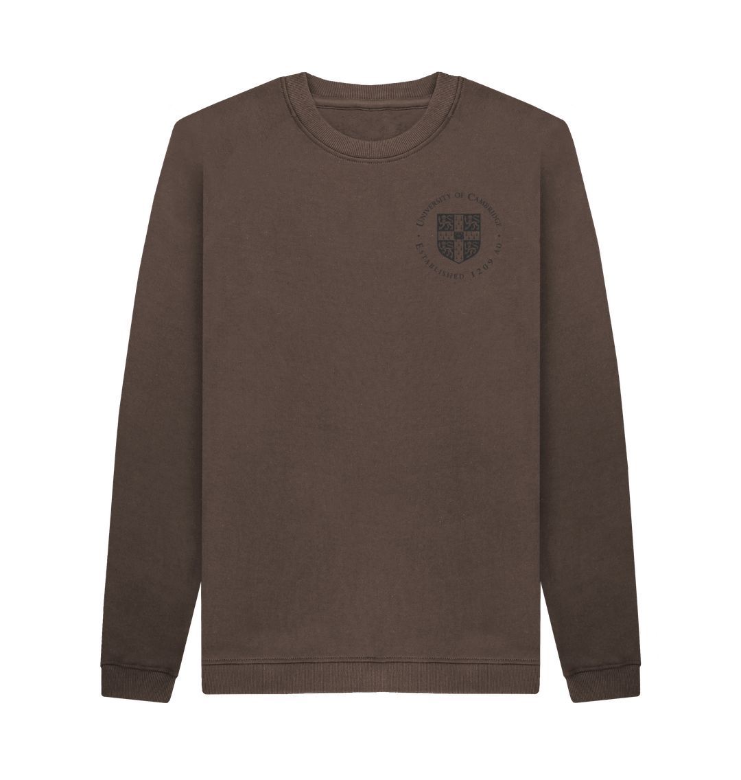 Chocolate Men's University of Cambridge Crew Neck Sweater, Small Shield