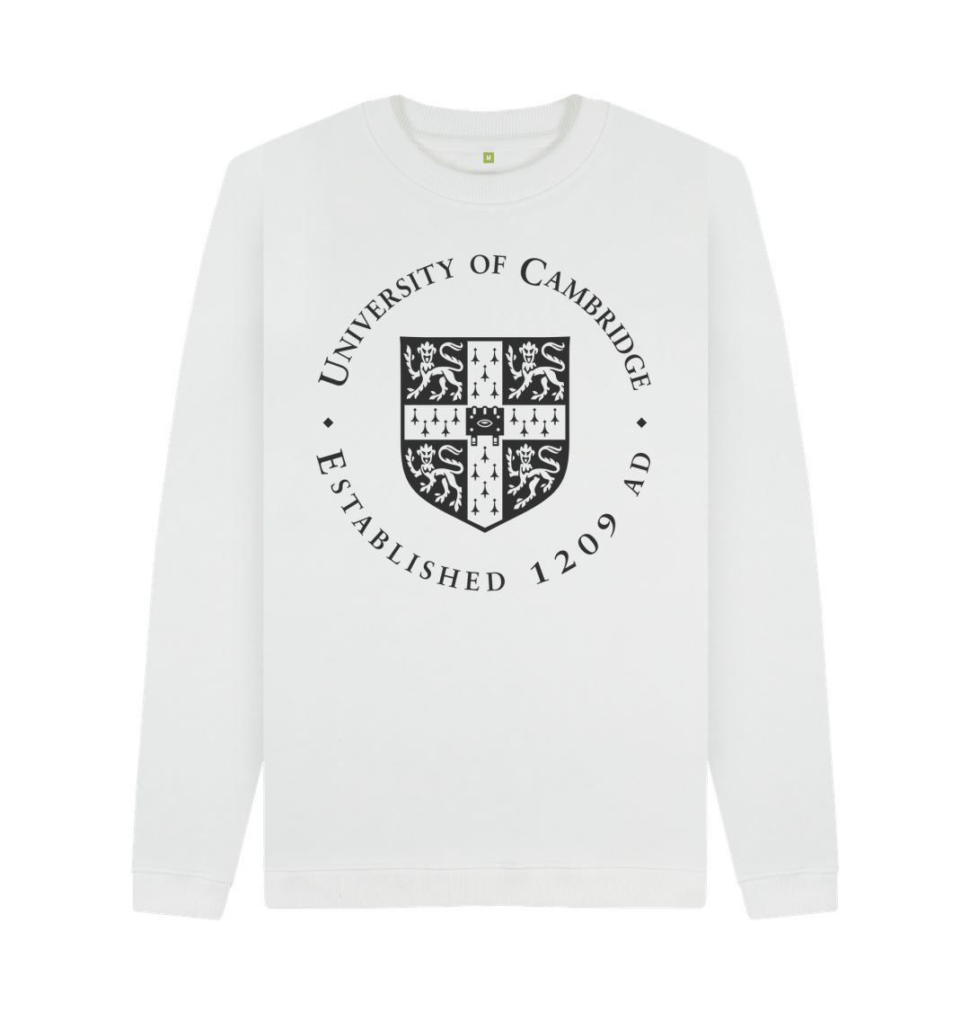 White Men's University of Cambridge Crew Neck Sweater, Large Shield
