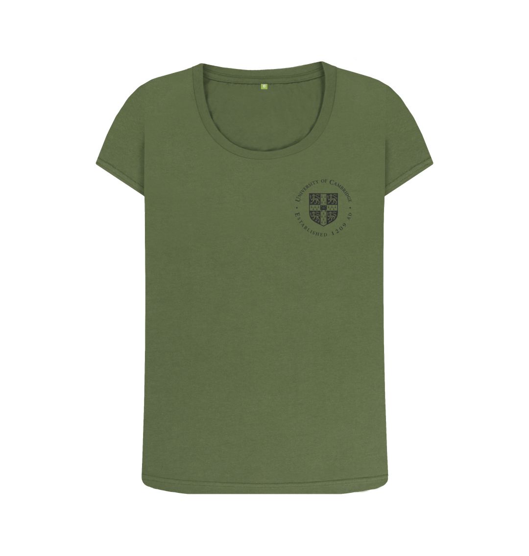 Khaki Women's University of Cambridge Scoop Neck Tee, Small shield