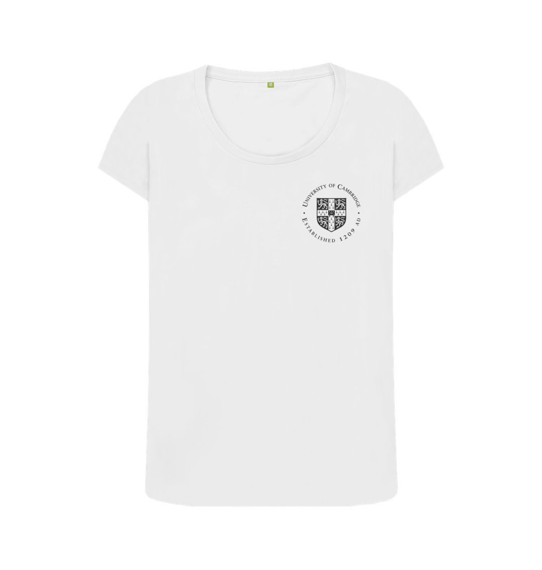 White Women's University of Cambridge Scoop Neck Tee, Small shield