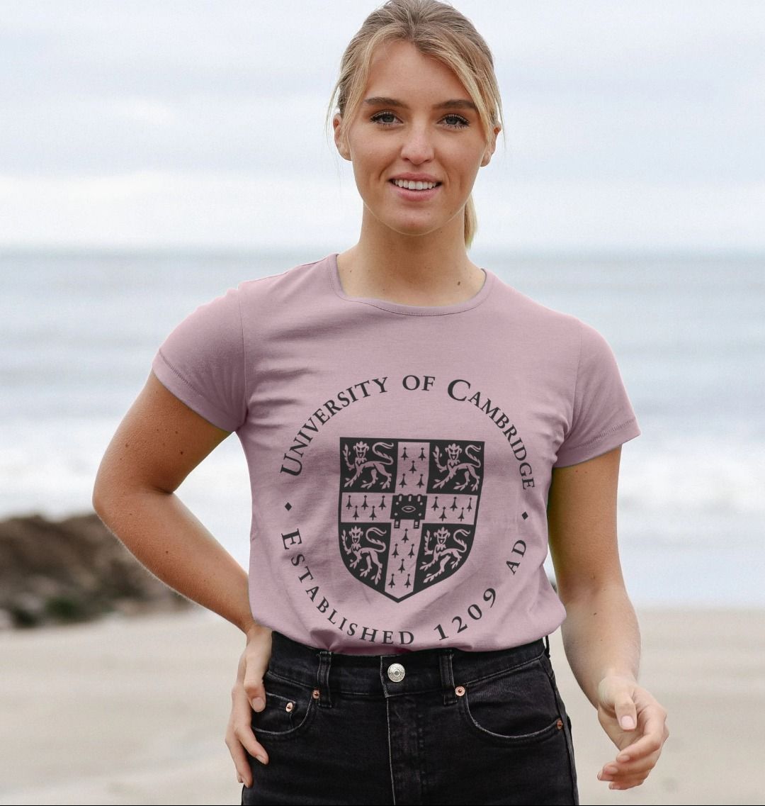 Women's Crew Neck University of Cambridge T-Shirt, Large Shield