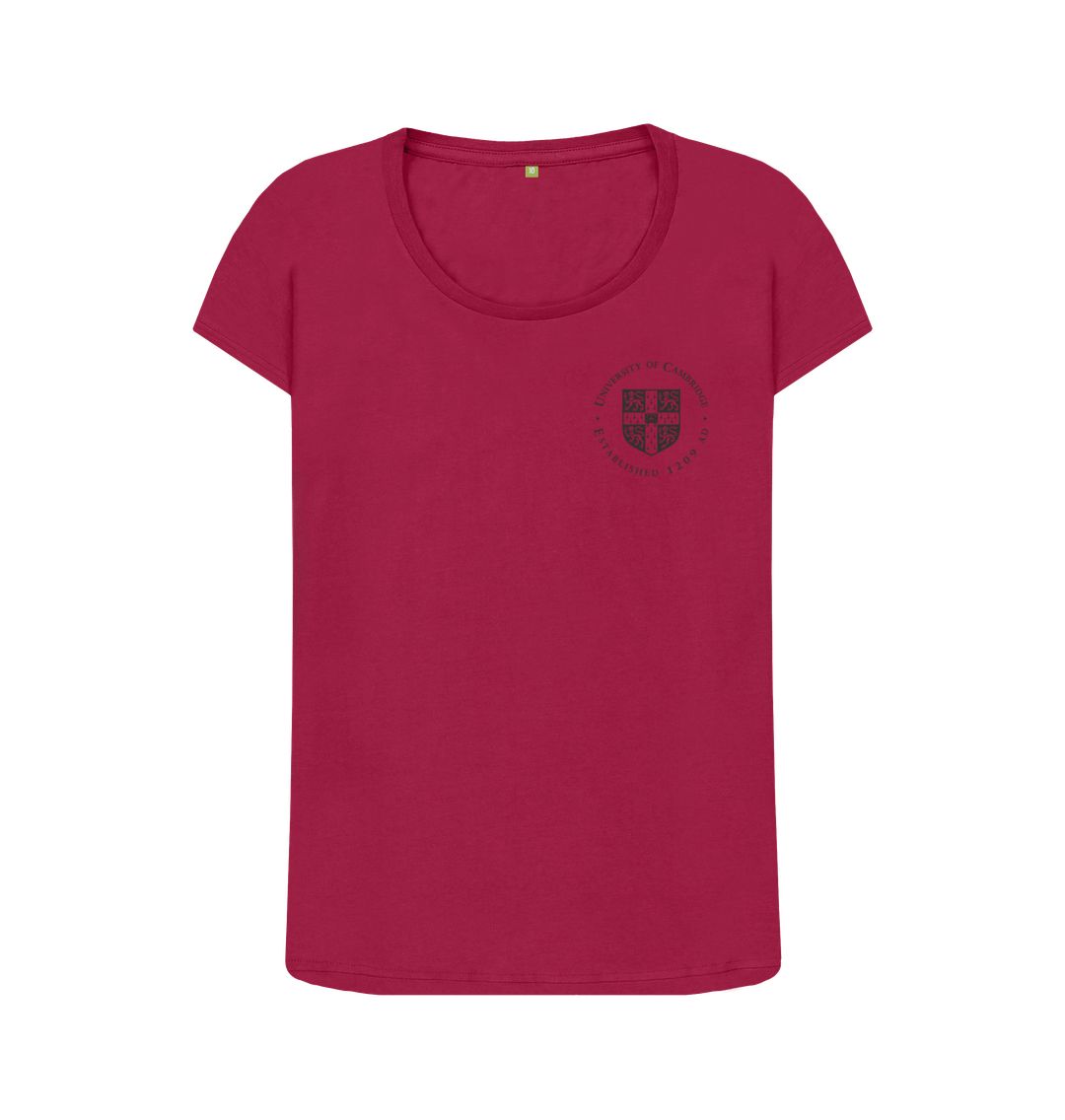 Cherry Women's University of Cambridge Scoop Neck Tee, Small shield