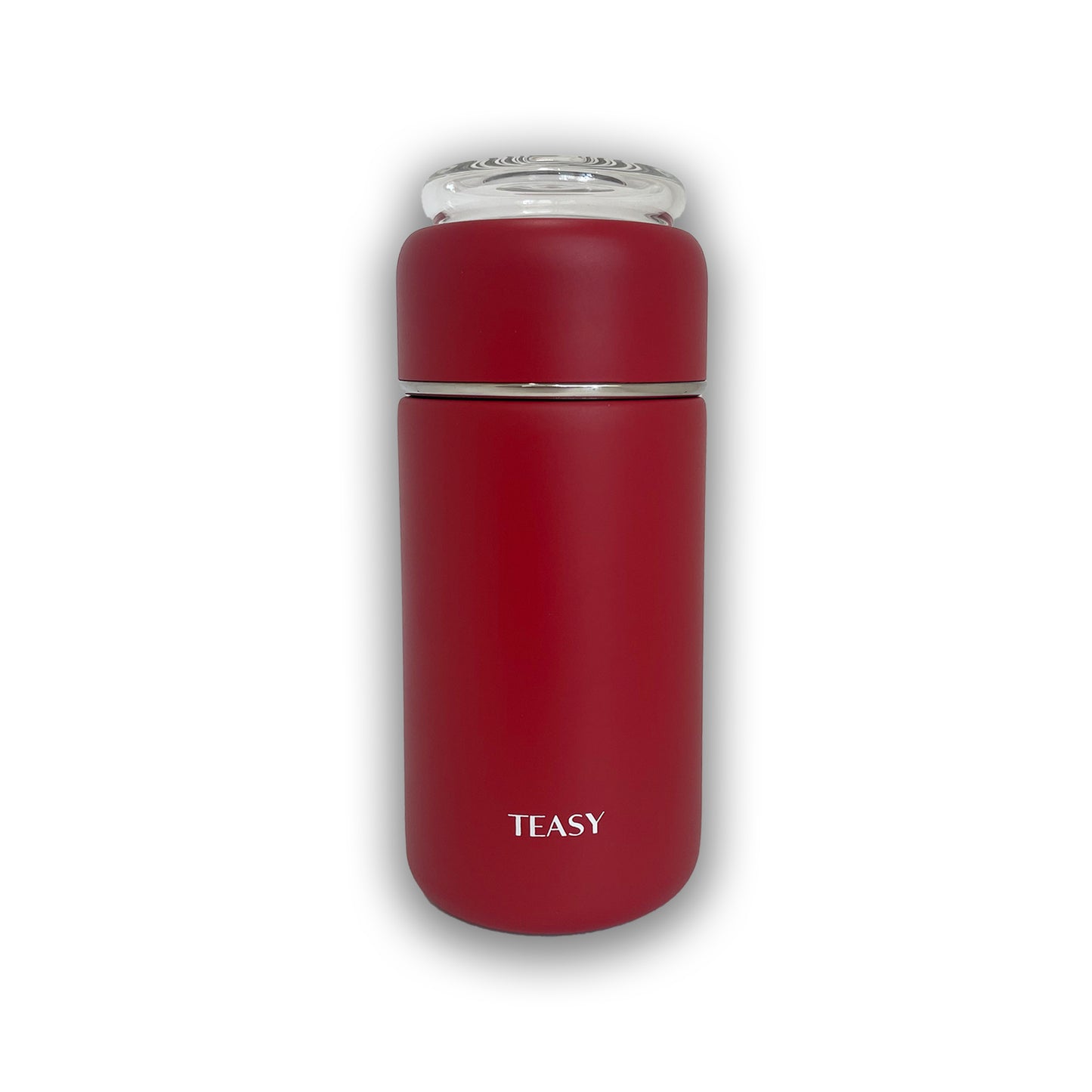 Reverse image of Teasy flask in red.