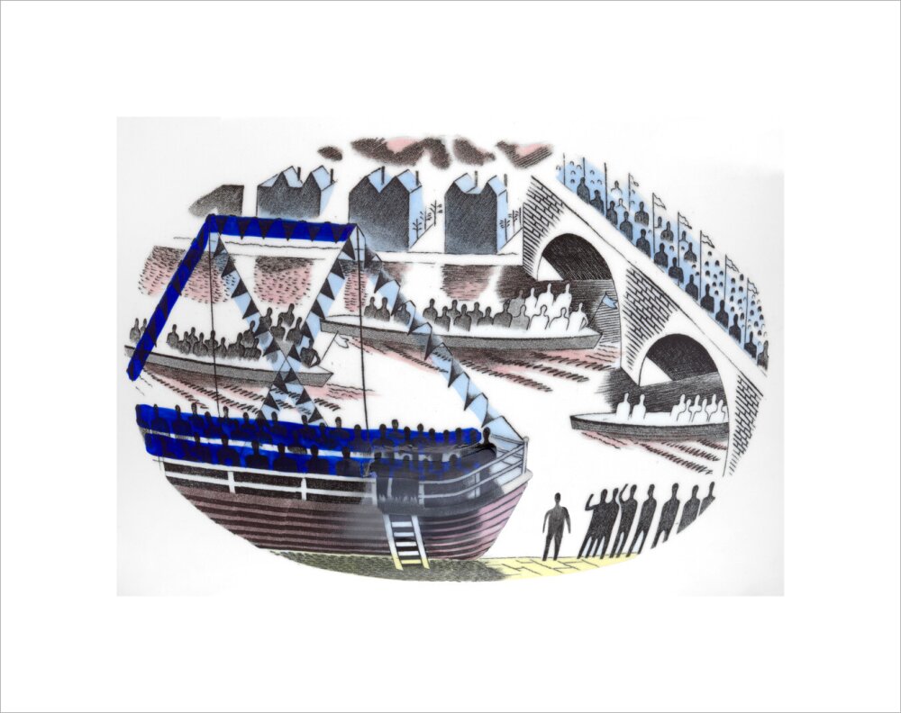 Spectators in Boats on Boat Race Day - Art print