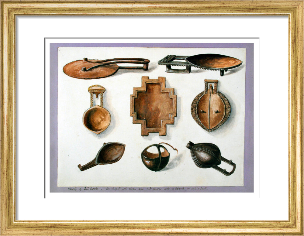 Fiji. Variety of Oil bowls - Art print