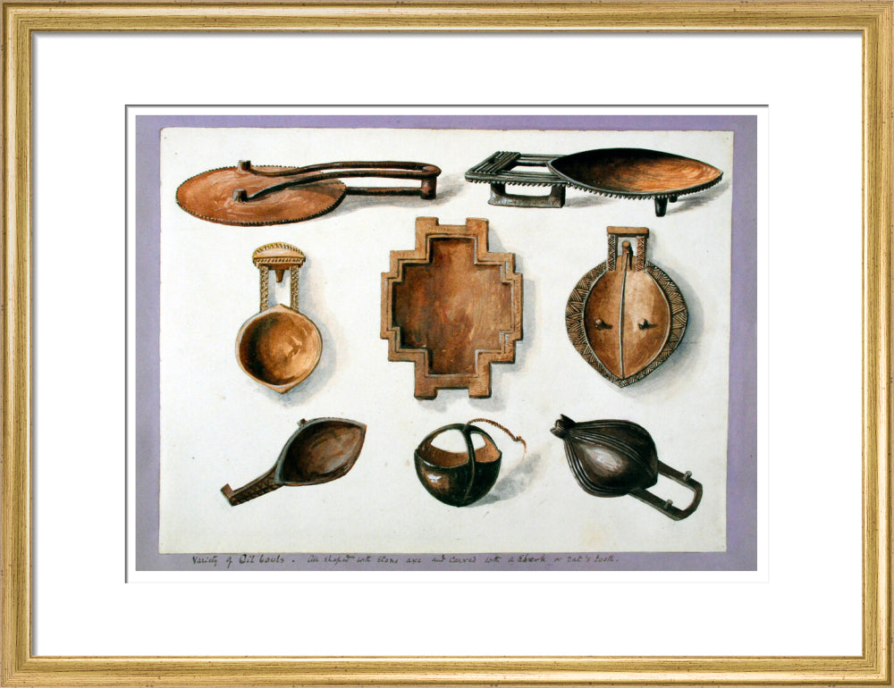 Fiji. Variety of Oil bowls - Art print