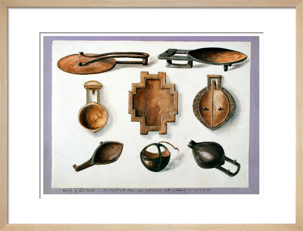 Fiji. Variety of Oil bowls - Art print