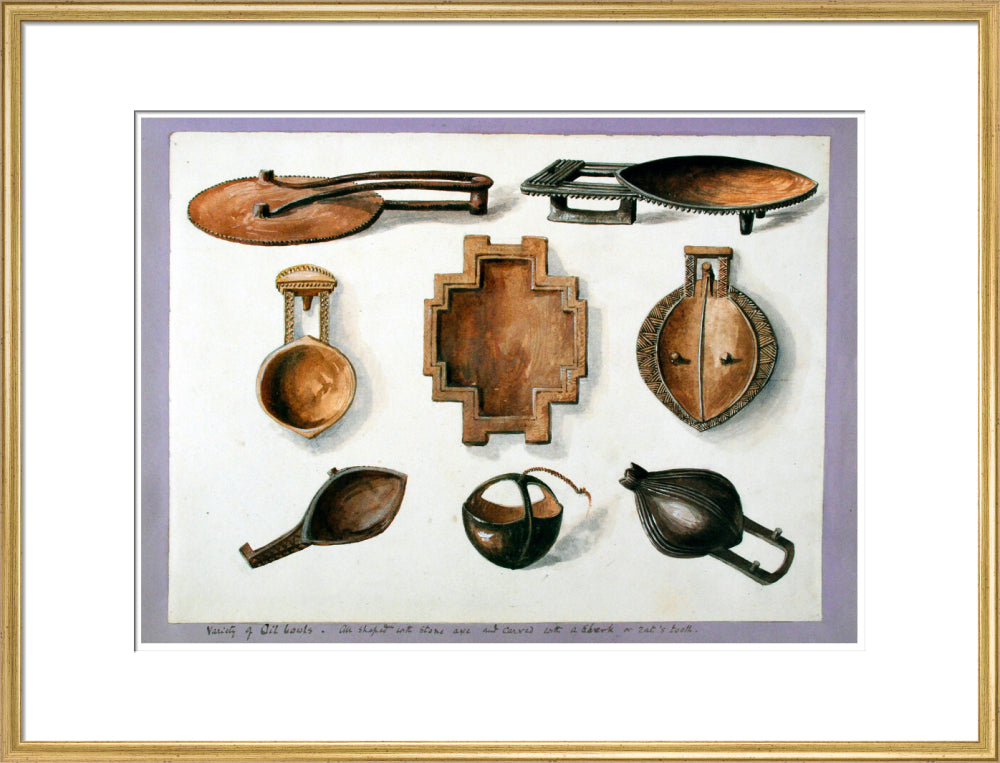 Fiji. Variety of Oil bowls - Art print