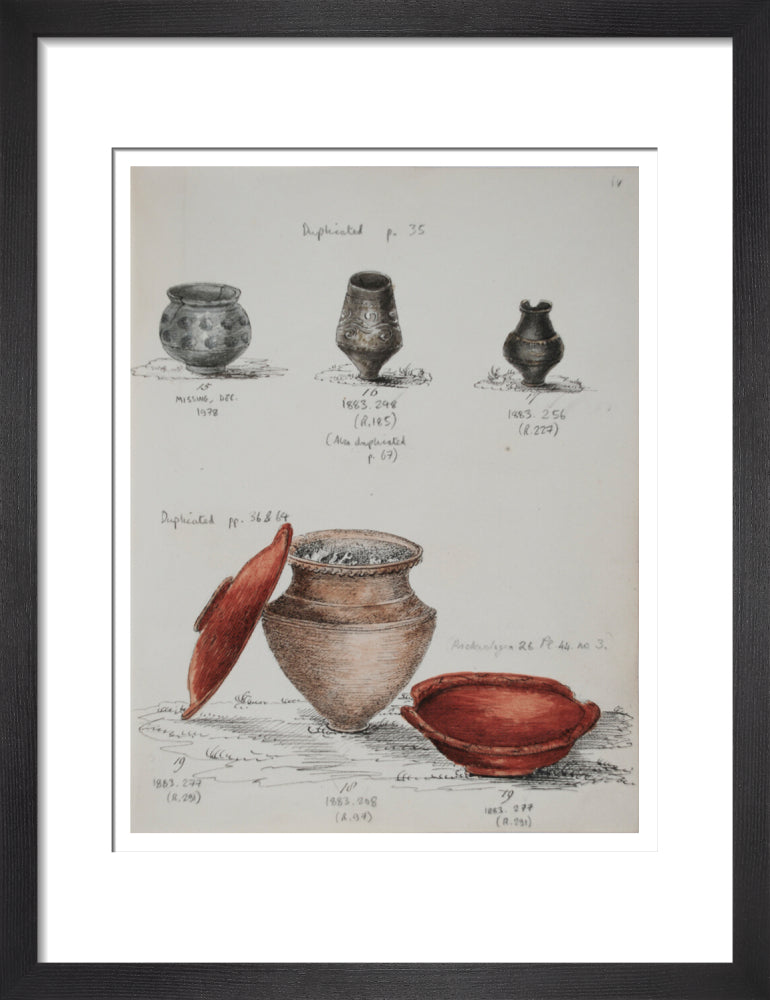 Pottery excavated from Litlington Roman cemetery - Art print
