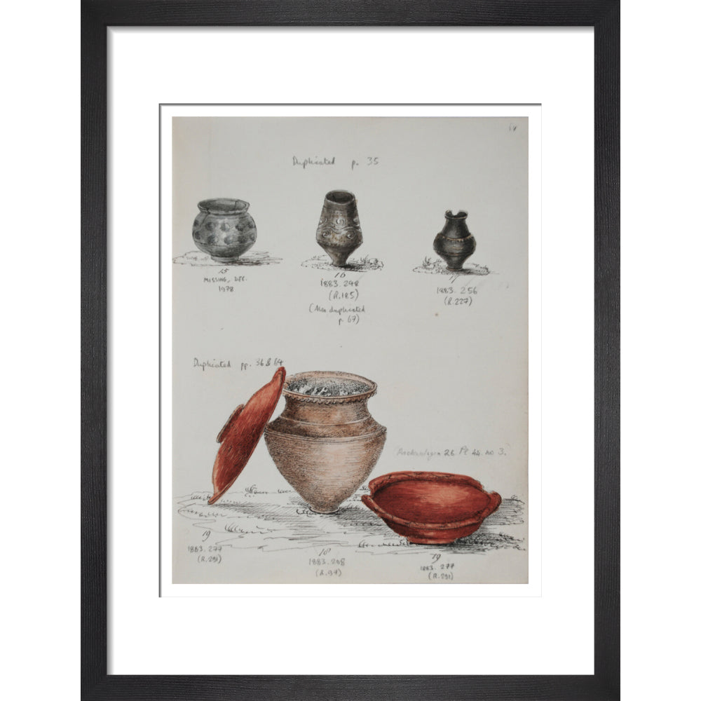 Pottery excavated from Litlington Roman cemetery - Art print