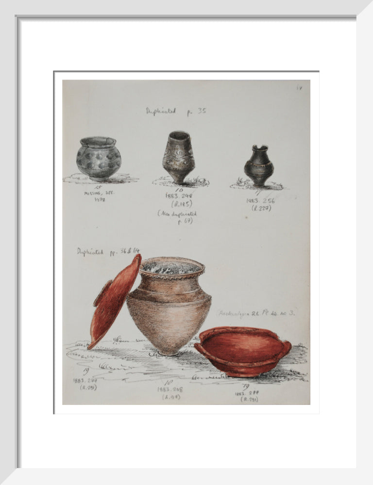 Pottery excavated from Litlington Roman cemetery - Art print
