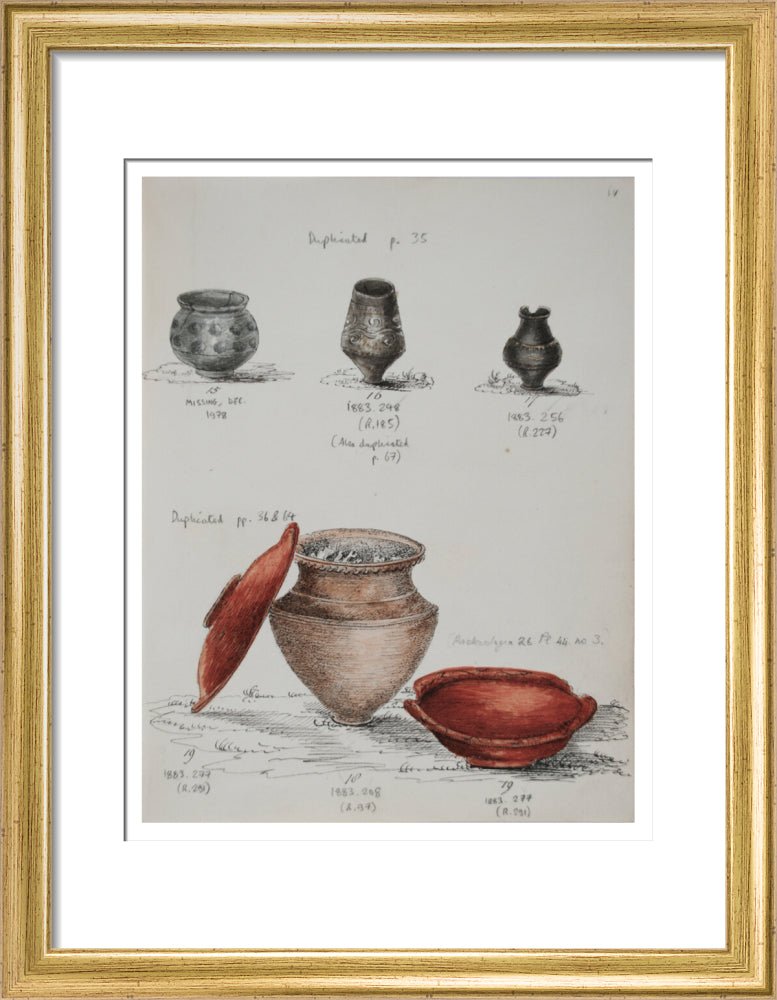 Pottery excavated from Litlington Roman cemetery - Art print