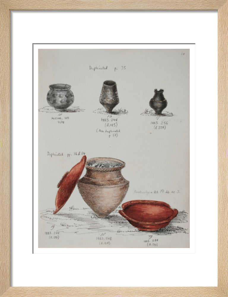 Pottery excavated from Litlington Roman cemetery - Art print