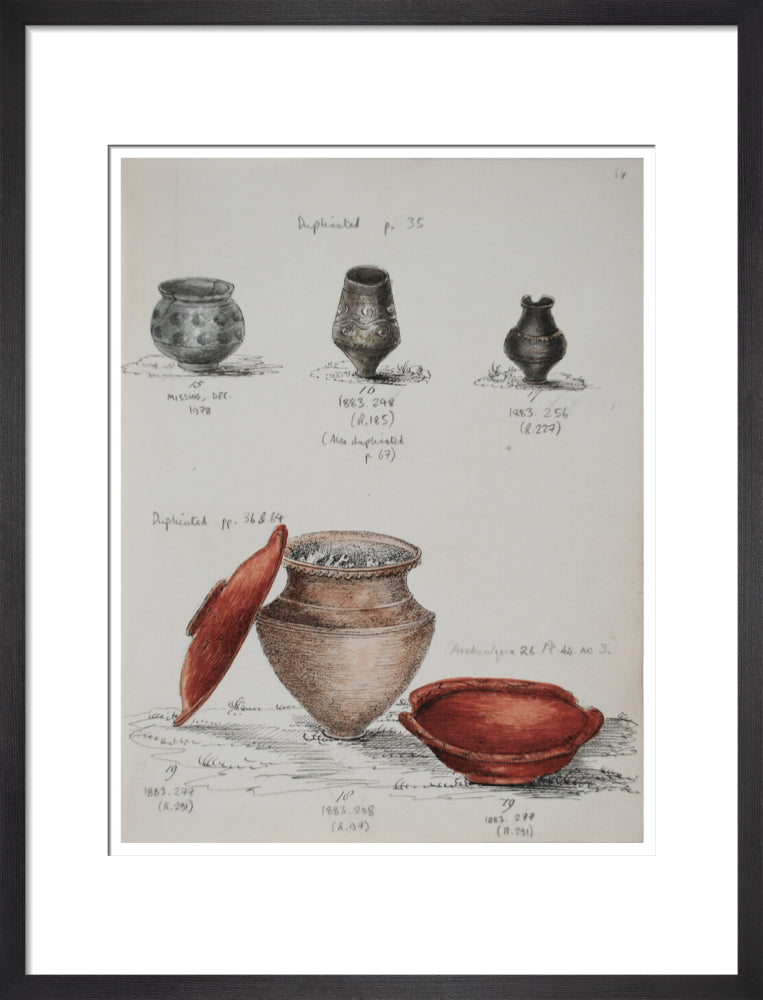 Pottery excavated from Litlington Roman cemetery - Art print