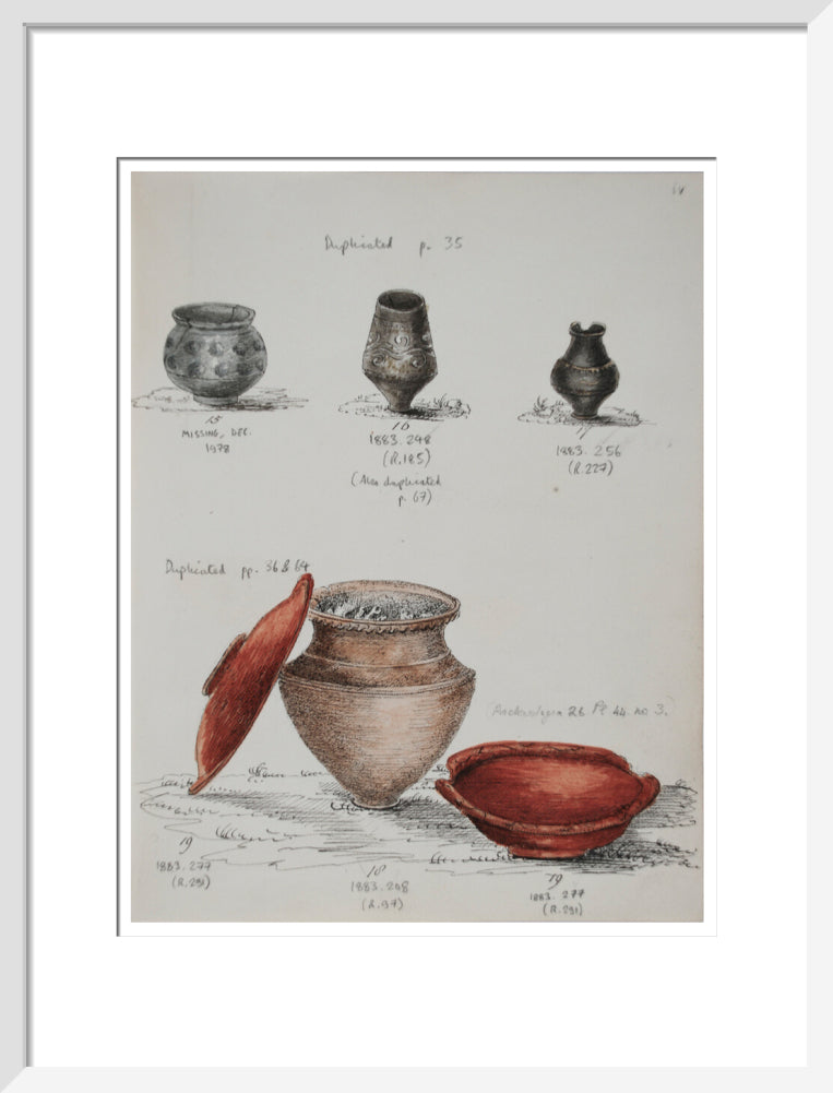 Pottery excavated from Litlington Roman cemetery - Art print