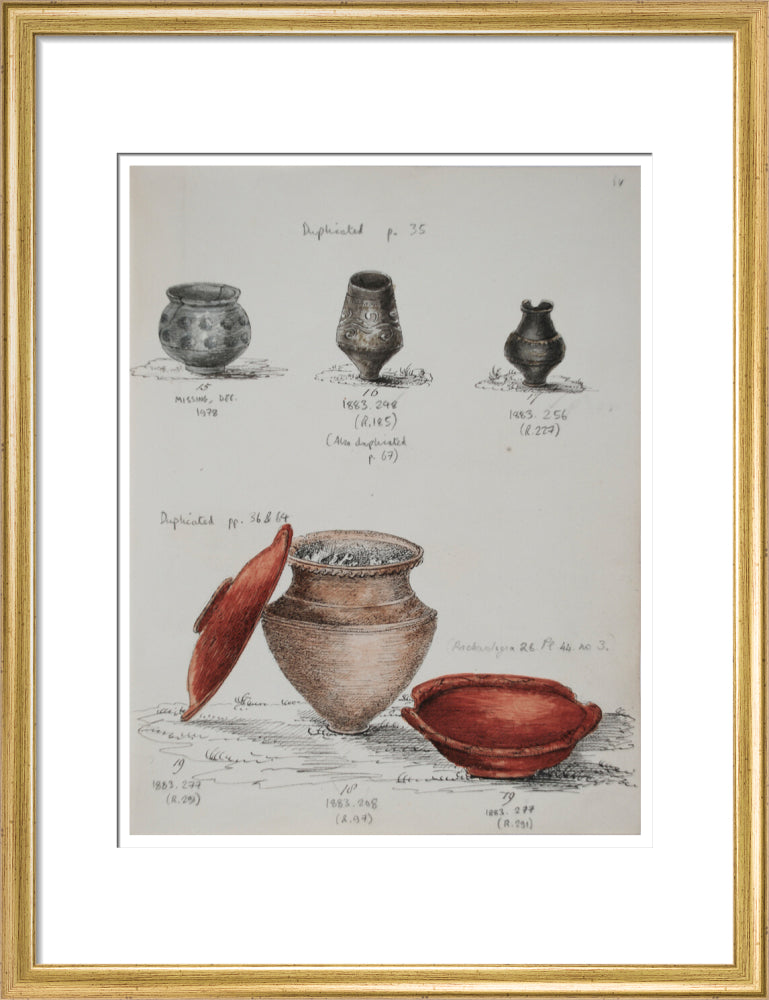 Pottery excavated from Litlington Roman cemetery - Art print