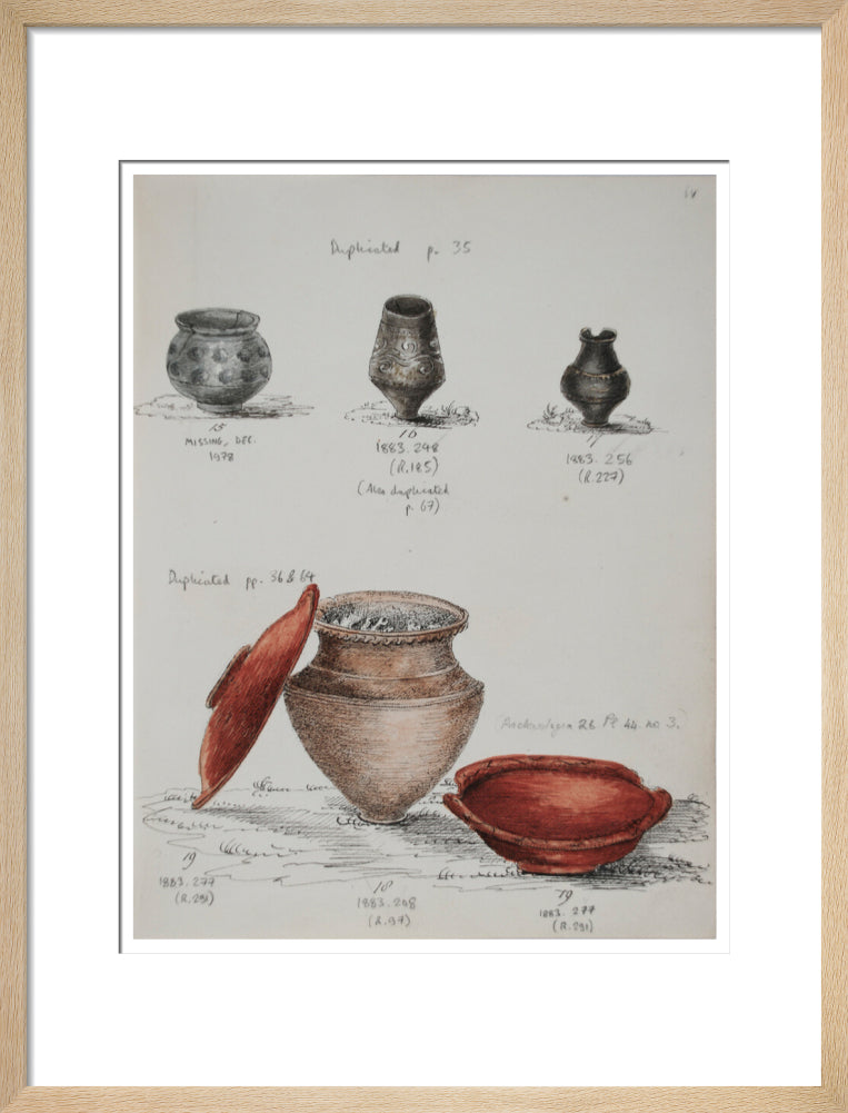 Pottery excavated from Litlington Roman cemetery - Art print