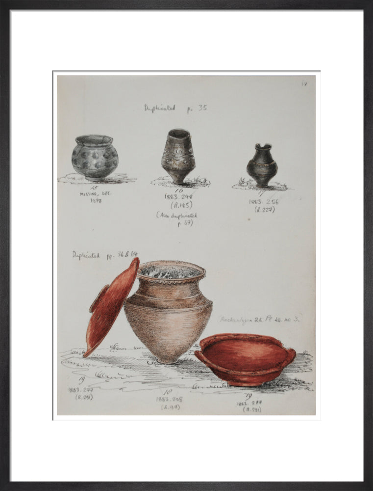 Pottery excavated from Litlington Roman cemetery - Art print