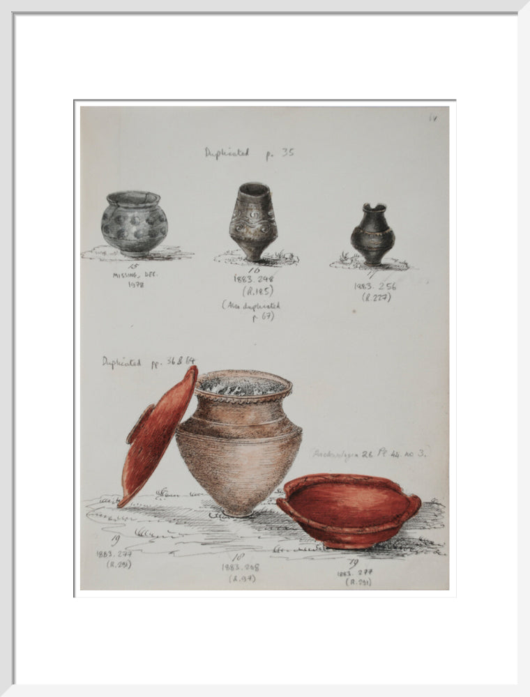 Pottery excavated from Litlington Roman cemetery - Art print