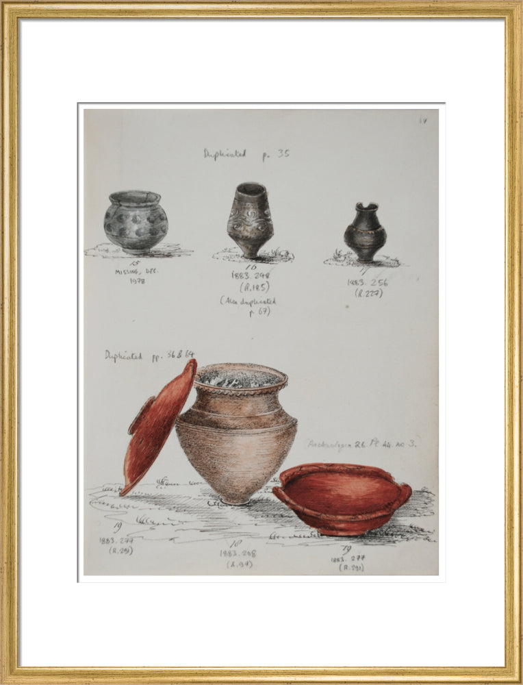 Pottery excavated from Litlington Roman cemetery - Art print