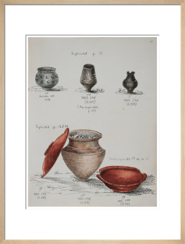 Pottery excavated from Litlington Roman cemetery - Art print