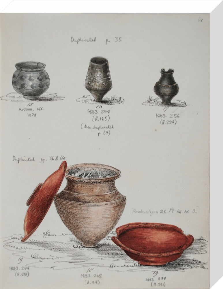 Pottery excavated from Litlington Roman cemetery - Art print