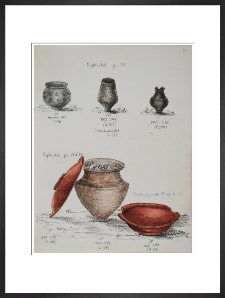 Pottery excavated from Litlington Roman cemetery - Art print