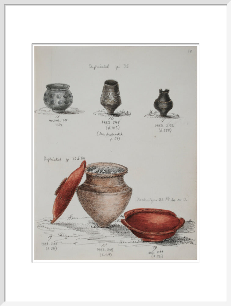 Pottery excavated from Litlington Roman cemetery - Art print