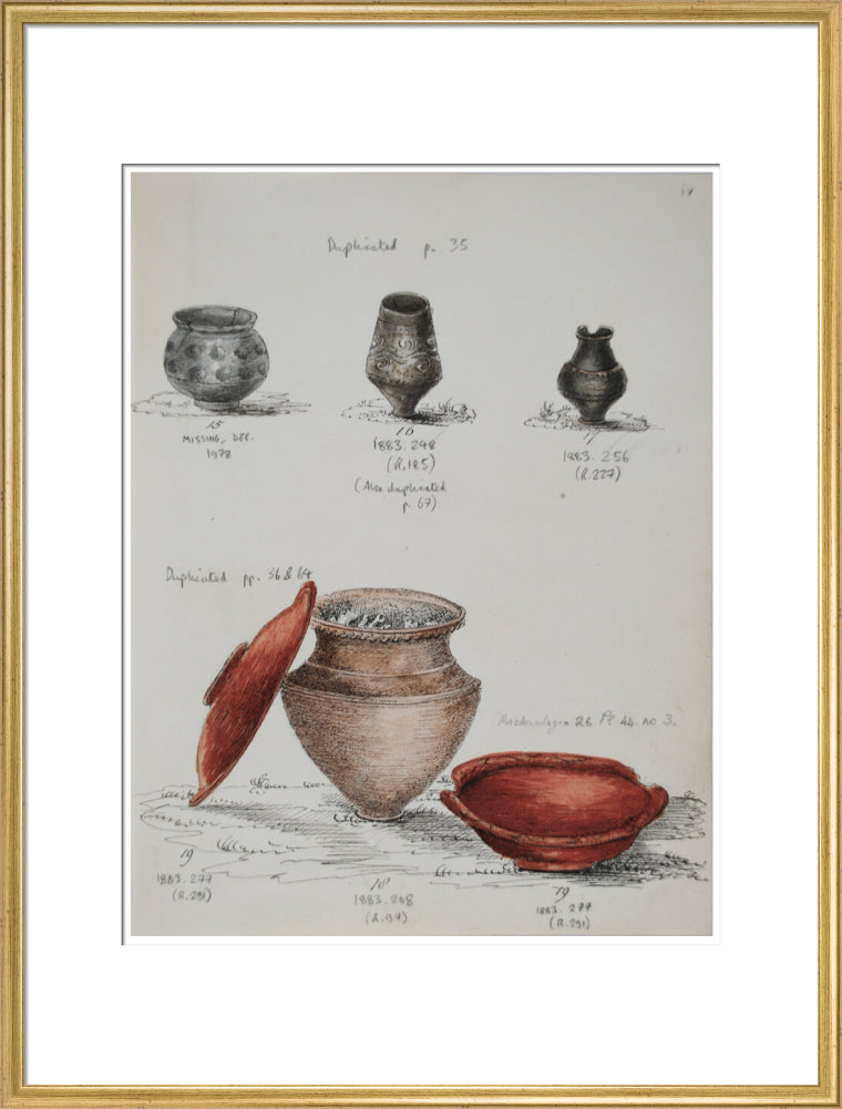 Pottery excavated from Litlington Roman cemetery - Art print