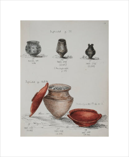 Pottery excavated from Litlington Roman cemetery - Art print