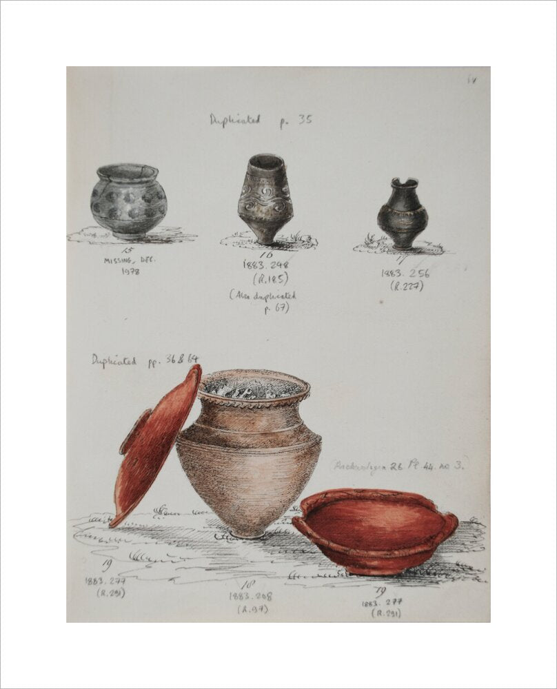 Pottery excavated from Litlington Roman cemetery - Art print