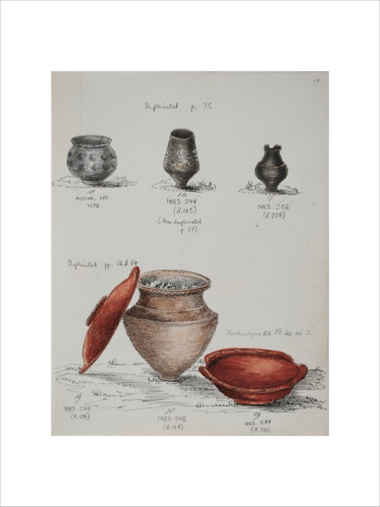 Pottery excavated from Litlington Roman cemetery - Art print